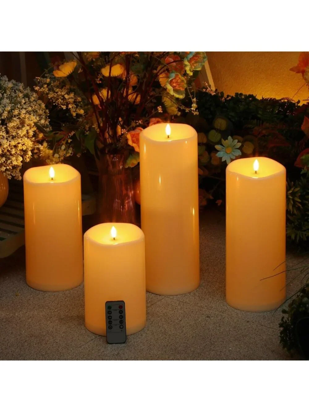 Elegant Ivory White Flameless Candles Set - 4 Pcs (8